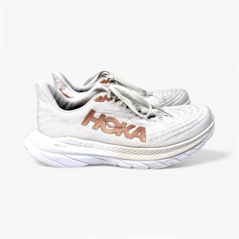 Hoka Mach 5 White Copper Athletic Running Shoe Women’s Size 9 - Picture 4 of 14
